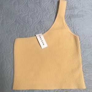 Yellow ribbed crop top